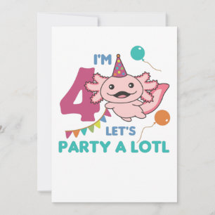 Invitation 4e anniversaire Axolotl 4 ans douces Axolotls