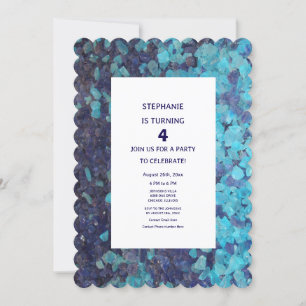 Invitation 4e anniversaire Gemstone bleu Agate Quatrième âge 