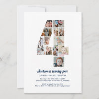 4e anniversaire Numéro 4 Photo personnalisée Colla