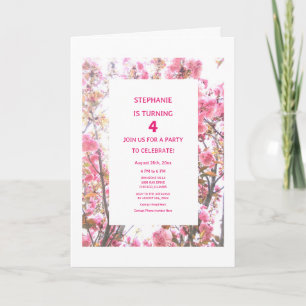 Invitation 4e anniversaire Rose Floral Quatrième âge personna