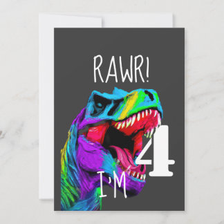Invitation 4e anniversaire Rugissement de dinosaure