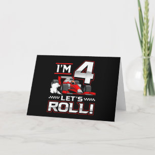 Invitation 4e Anniversaire Voiture de course 4 ans Roulettes