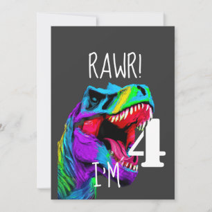 Invitation 4ème anniversaire Dinosaur Roar