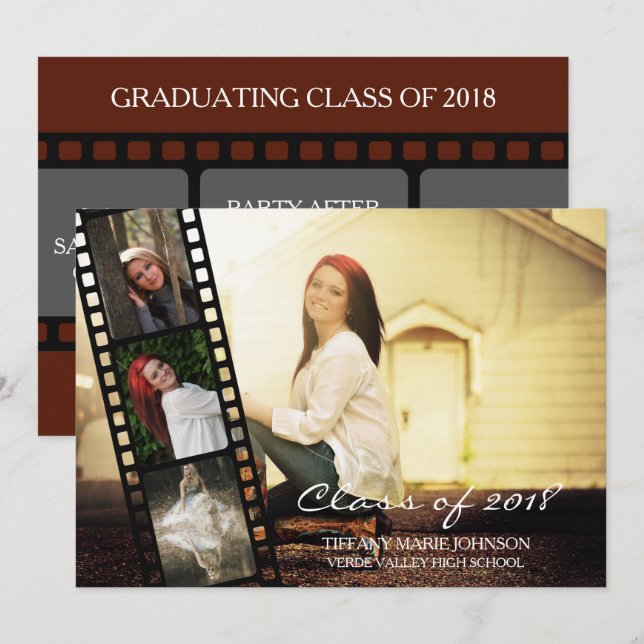 Invitation 4PHOTO Filmstrip Graduating Class of 2018 (Devant / Derrière)