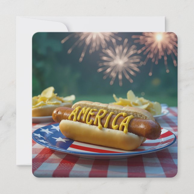 Invitation 4th of July American Hot Dog (Devant)