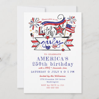 Invitation 4th of July Backyard BBQ & Fireworks America 250