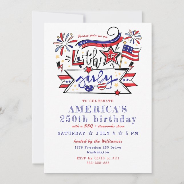 Invitation 4th of July Backyard BBQ & Fireworks America 250 (Devant)