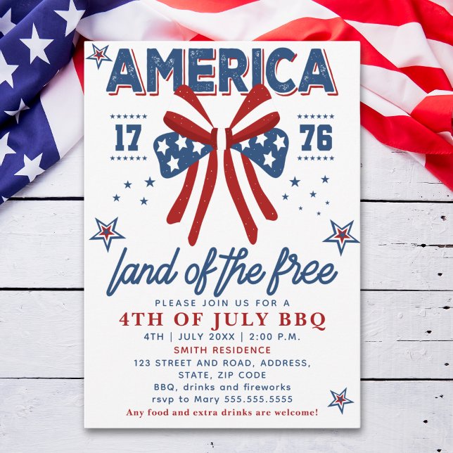 Invitation 4th of July BBQ - America Land of the Free (Créateur téléchargé)
