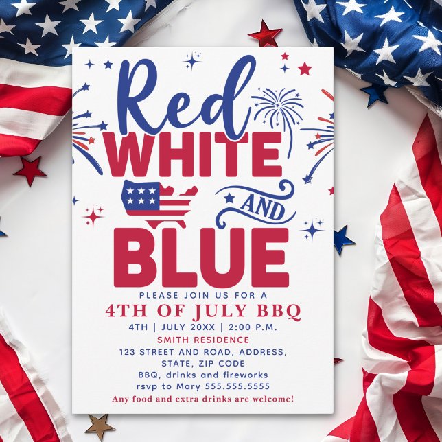 Invitation 4th of July BBQ - Red, White, and Blue Celebration (Créateur téléchargé)