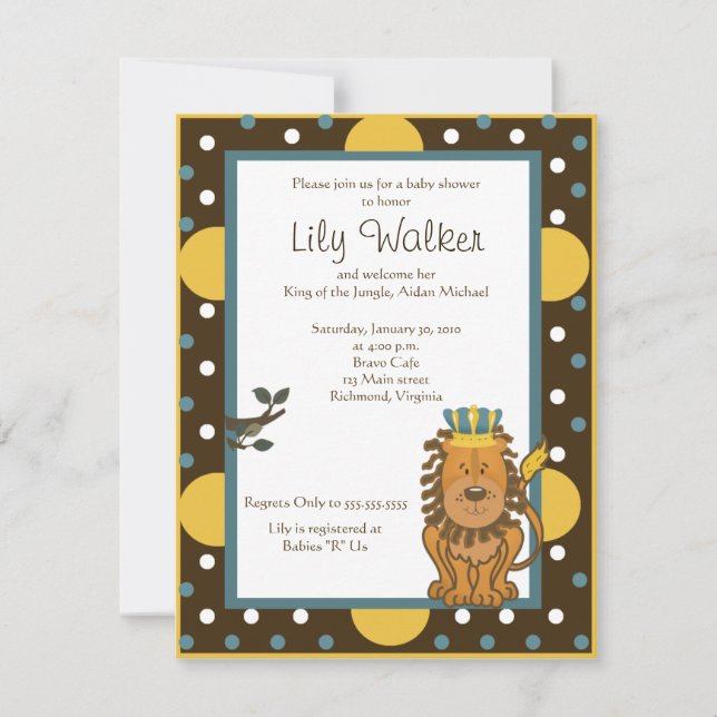 Invitation 4x5 taille King of the Jungle Brown/point orange (Devant)