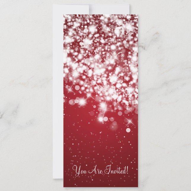 Invitation 4x9.25 Rouge étincelant de mariage (Devant)