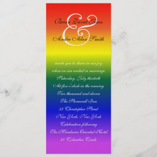 Invitation 4x9 Gay Mariage Rainbow Pride Metallic Paper