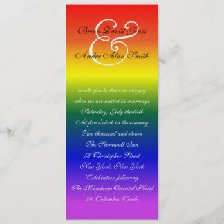 Invitation 4x9 Gay Mariage Rainbow Pride Metallic Paper