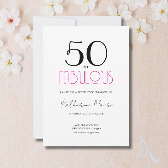 Invitation 50 and Fabulous 50th Birthday Party  (Créateur téléchargé)