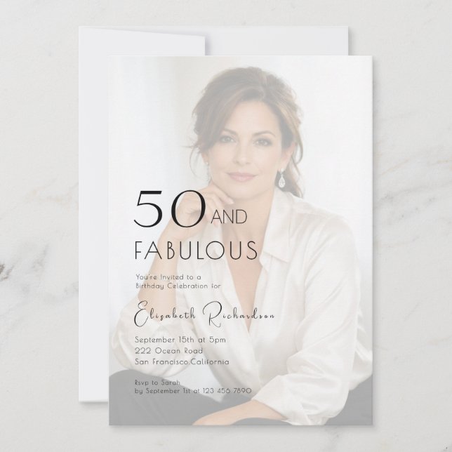 Invitation 50 and Fabulous Photo 50th Birthday Party  (Devant)