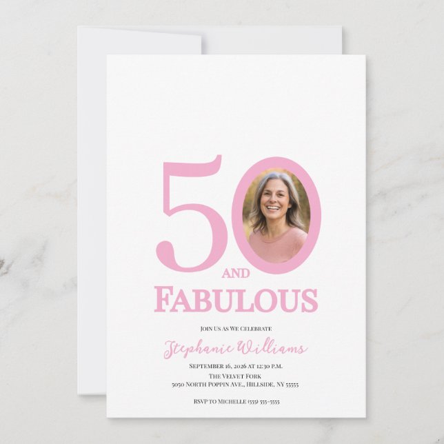 Invitation 50 and Fabulous Photo 50th Birthday Party (Devant)
