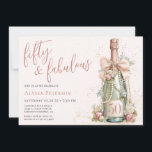 Invitation 50 And Fabulous Rose Gold Script 50th Birthday<br><div class="desc">This modern and elegant 50 and Fabulous Rose Gold Script 50th Birthday Party Invitation is perfect for your loved one who's turning fifty! It features a watercolor champagne bottle decorated with pearls, delicate cream flowers that's tied with a soft teal blue bow. It's fonts are trendy yet classic, feminine and...</div>