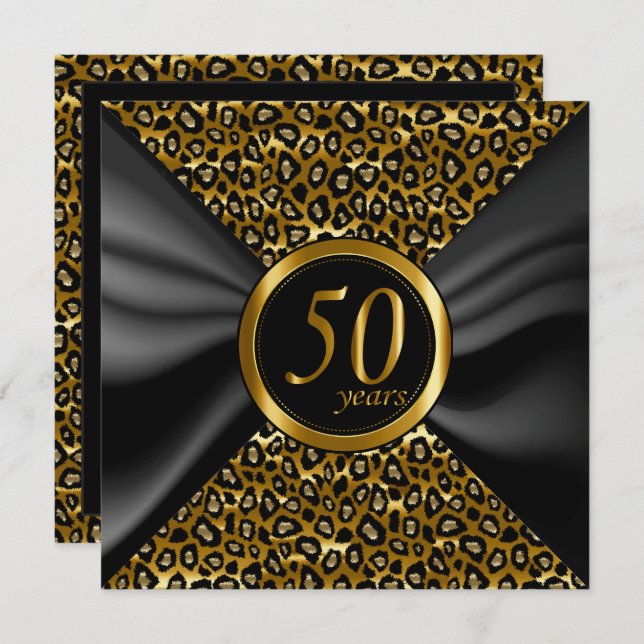 Invitation 50 années d'or avec le satin noir (Devant / Derrière)