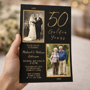 Invitation 50 Années Dorées 50e Anniversaire de Mariage Or