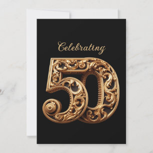 INVITATION 50 ANNIVERSAIRE ÉLÉGANT MARIAGE D'OR