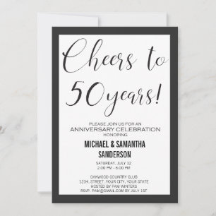 Invitation 50 Anniversaire Mariage Noir & Blanc Moderne