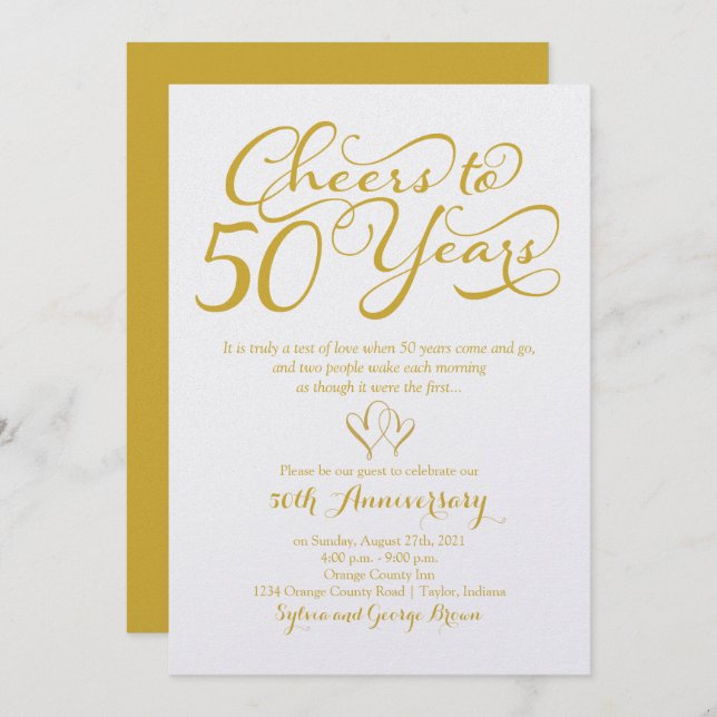 Invitation 50 ans 50e anniversaire de Mariage (Devant / Derrière)
