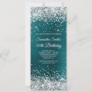 Invitation 50 ans Anniversaire Paillettes Argent B