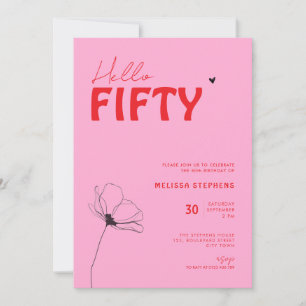 Invitation 50 ans Anniversaire Retro Bold Typo Ros