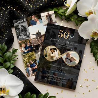 Invitation 50 Ans d'Amour Collage de Photos Anniversaire de M