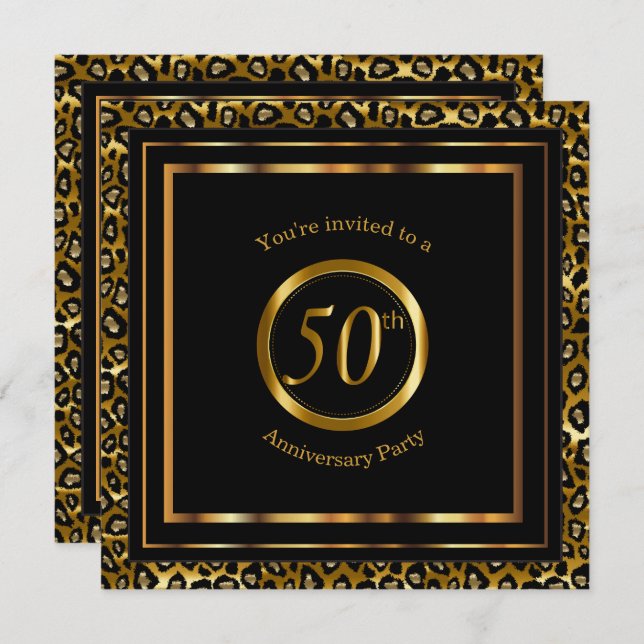 Invitation 50 ans d'Années d'Or avec le motif Léopard (Devant / Derrière)