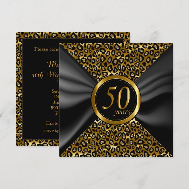 Invitation 50 ans d'Années d'Or avec Satin Noir (Devant / Derrière)