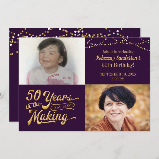 Invitation 50 ANS DANS LA création Anniversaire Alors & Maint (Devant / Derrière)