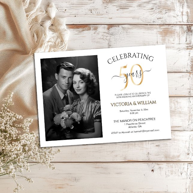 Invitation 50 ans de fête de l'anniversaire de la photo (Créateur téléchargé)