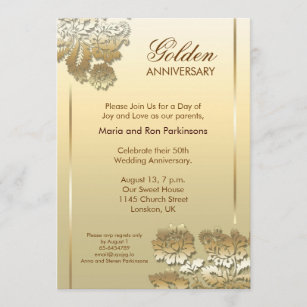 Invitations Faire Part Cartes Anniversaire Mariage 50 Ans Zazzle