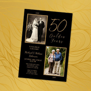 Invitation 50 ans d'or 50e anniversaire de Mariage Or