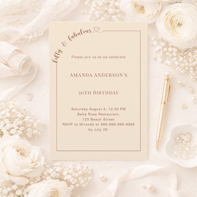 Invitation 50 ans et champagne doré d'anniversaire fabuleux (Créateur téléchargé)