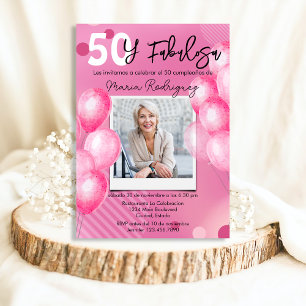 Invitation 50 ans et Fabuleuse Photo Rose Anniversaire des 50