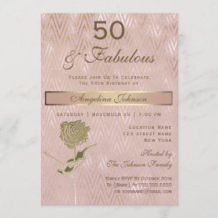 Invitation 50 ans et Fabuleux 50e Anniversaire Étincelle Rose