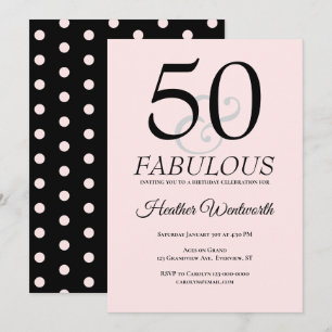 Invitation 50 ans et fabuleux 50e anniversaire rose poudré