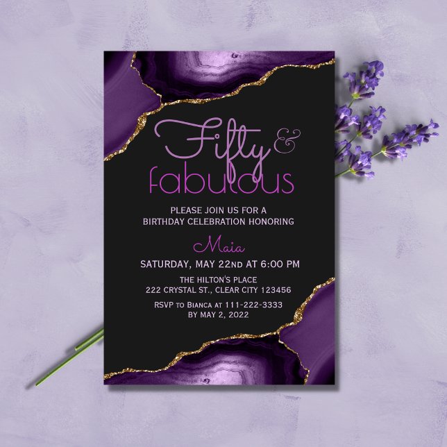 Invitation 50 ans et Fabuleux Agate Violette (Créateur téléchargé)