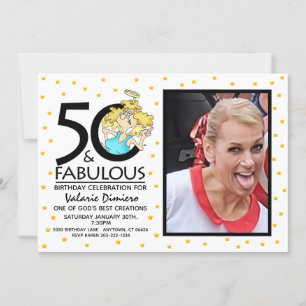 Invitation 50 ans et fabuleux Ange Cartoon Photo Anniversaire