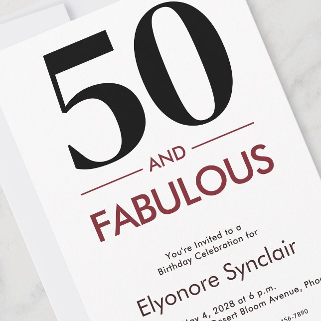 Invitation 50 ans et fabuleux Anniversaire de 50 ans au vin d (Créateur téléchargé)