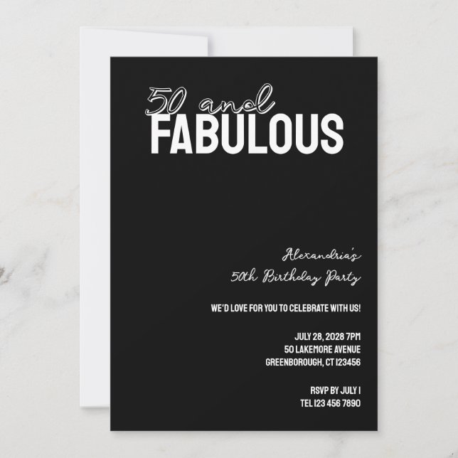 Invitation 50 ans et Fabuleux Anniversaire Moderne 50 ans (Devant)
