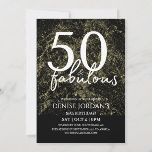 Invitation 50 ans et fabuleux Anniversaire Moderne Or et Noir