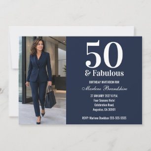 Invitation 50 ans et Fabuleux Bleu Photo Anniversaire
