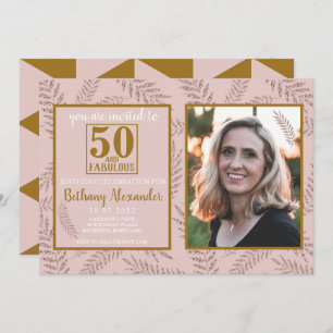 Invitation 50 ans et fabuleux botanique d'or rose