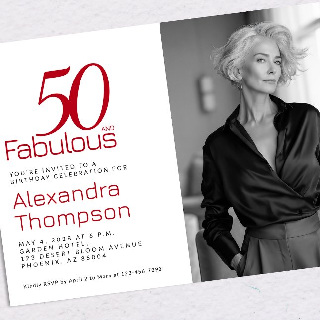 Invitation 50 ans et Fabuleux | Carton d'invitation pour 50èm (Créateur téléchargé)