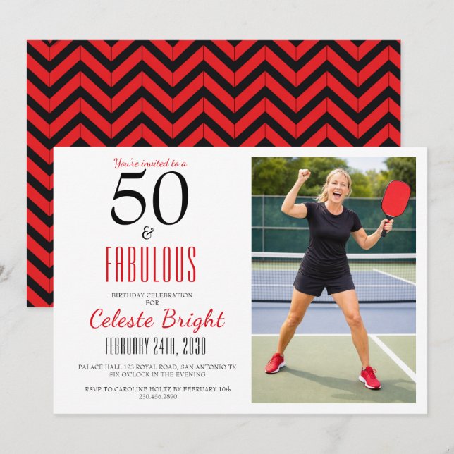 Invitation 50 ans et Fabuleux | Carton d'invitation pour 50èm (Devant / Derrière)