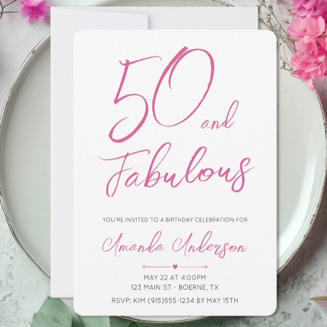 Invitation 50 ans et fabuleux Cinquantième anniversaire (Fifty and Fabulous Birthday Party Invitation)