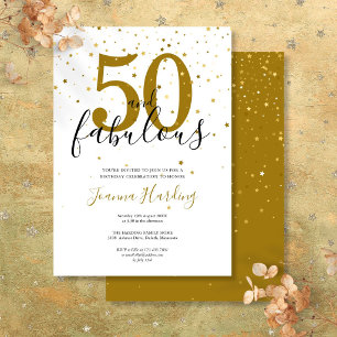 Invitation 50 ans et Fabuleux Élégant Or et Noir Anniversaire